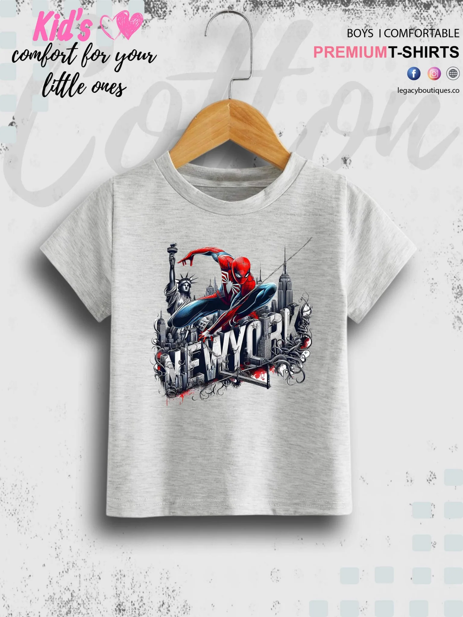 SpiderMan In Newyork Printed Casual 1 To 11 Year Kids Boys Summer Time T-Shirt In Lowest Price Only In Dhaka - Image 4