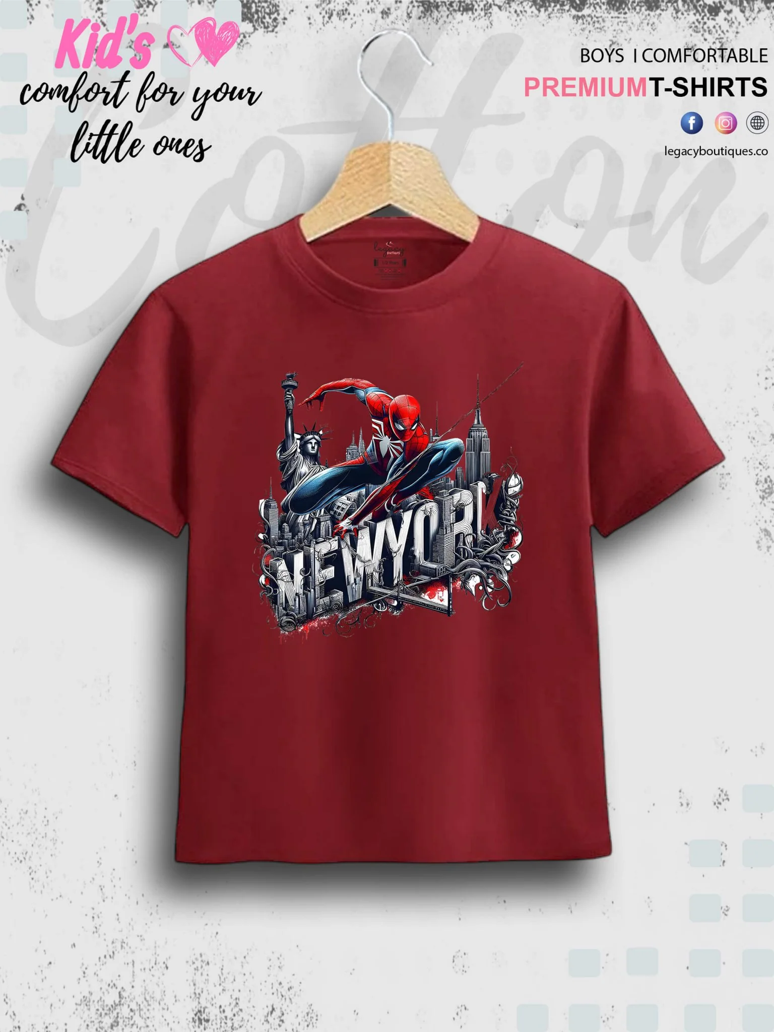 SpiderMan In Newyork Printed Casual 1 To 11 Year Kids Boys Summer Time T-Shirt In Lowest Price Only In Dhaka - Image 5