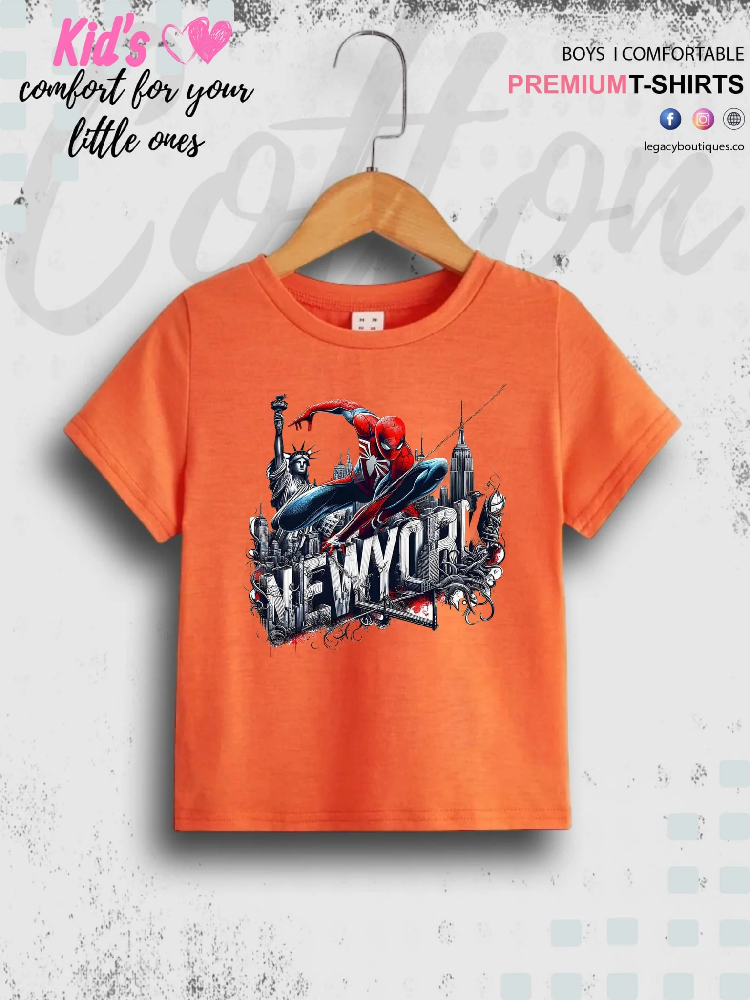 SpiderMan In Newyork Printed Casual 1 To 11 Year Kids Boys Summer Time T-Shirt In Lowest Price Only In Dhaka - Image 8