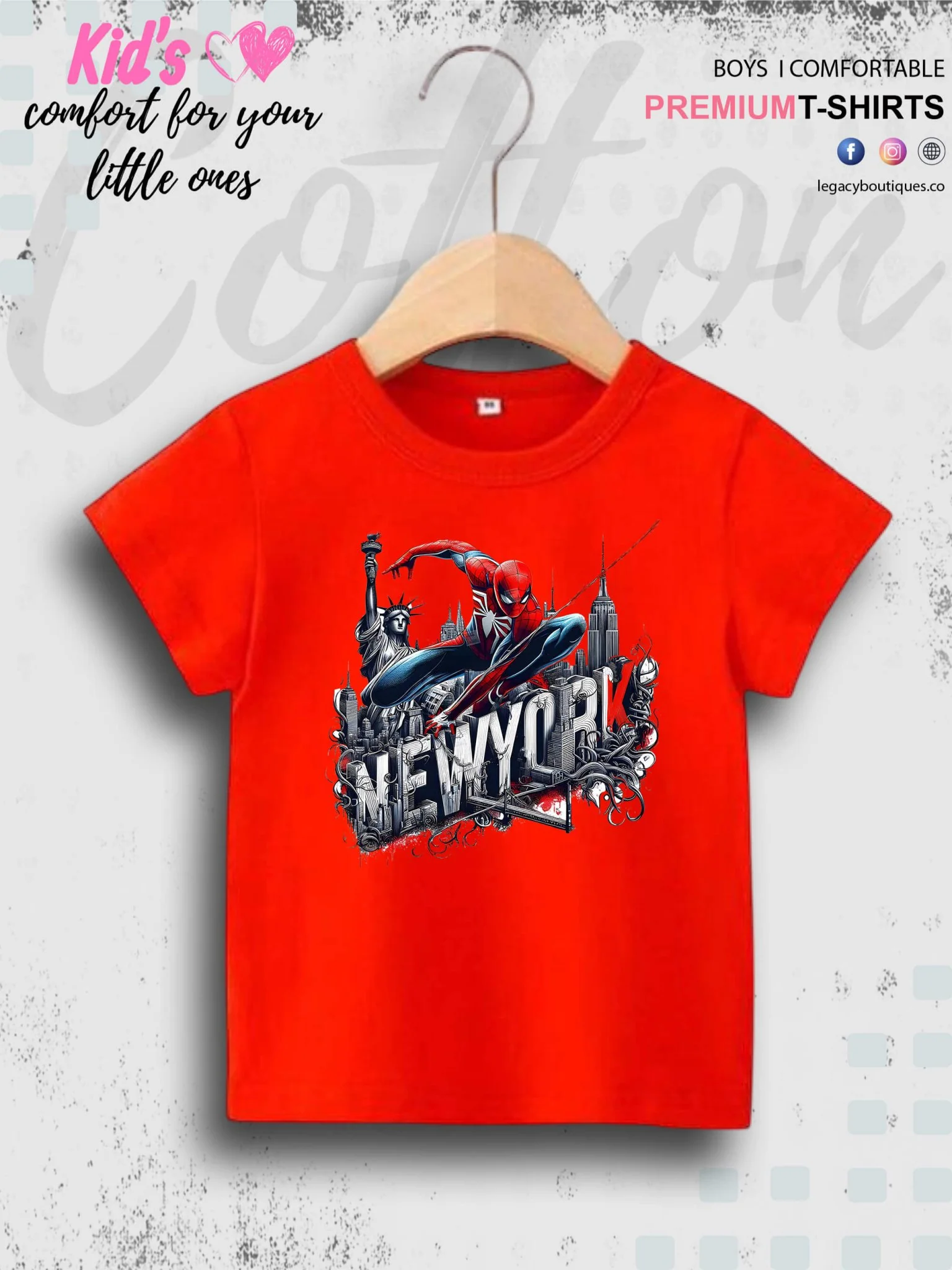 SpiderMan In Newyork Printed Casual 1 To 11 Year Kids Boys Summer Time T-Shirt In Lowest Price Only In Dhaka - Image 9