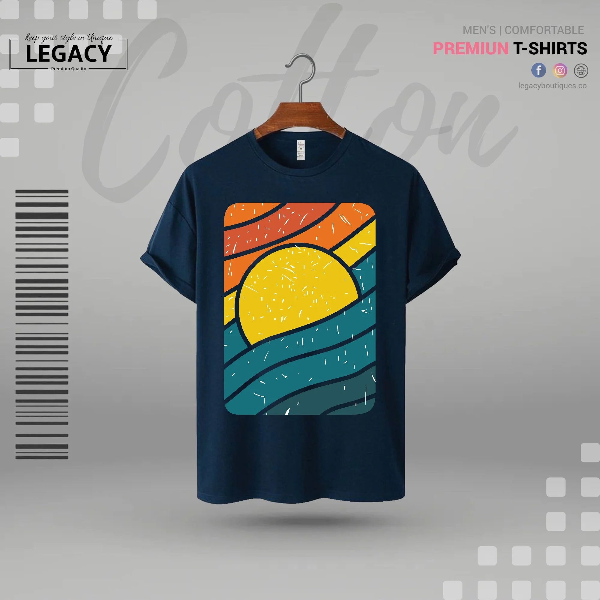 Sunset Mens Cotton T Shirt - Image 4