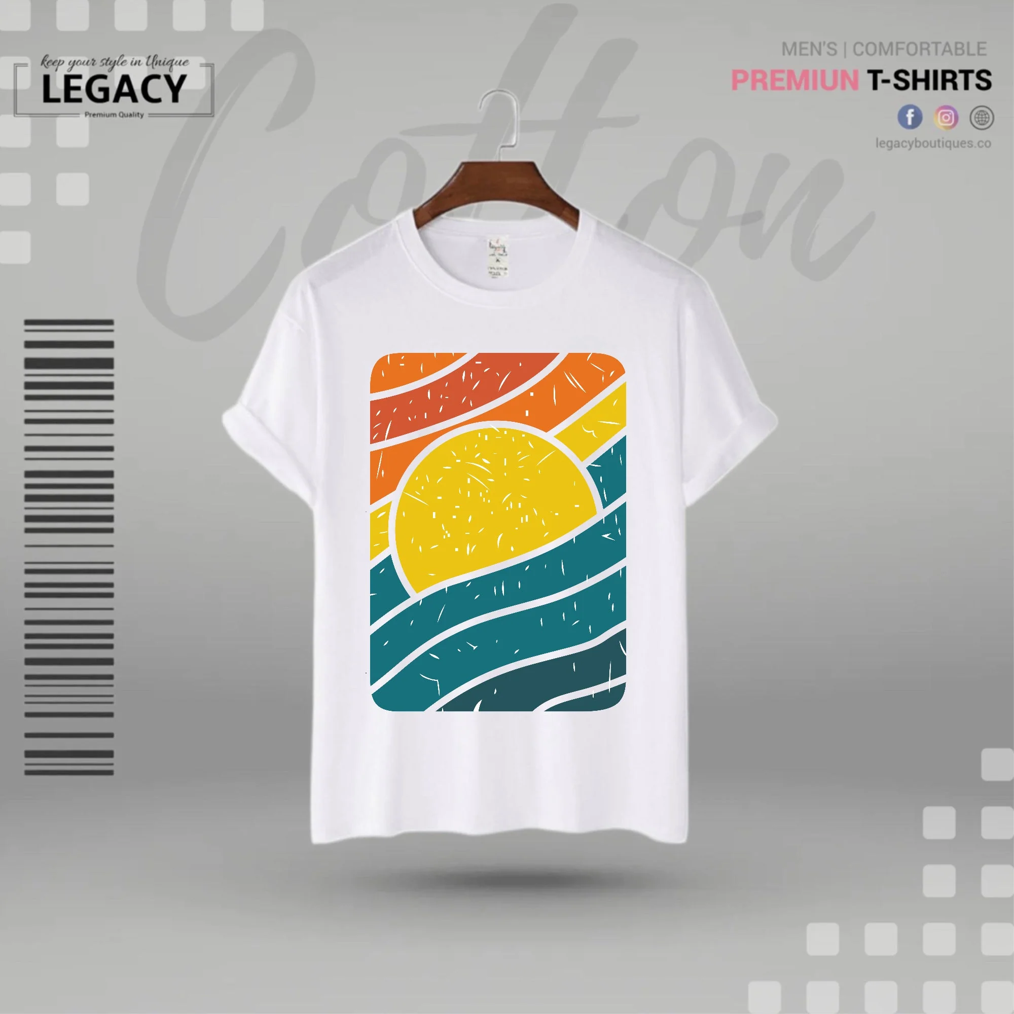 Sunset Mens Cotton T Shirt - Image 5