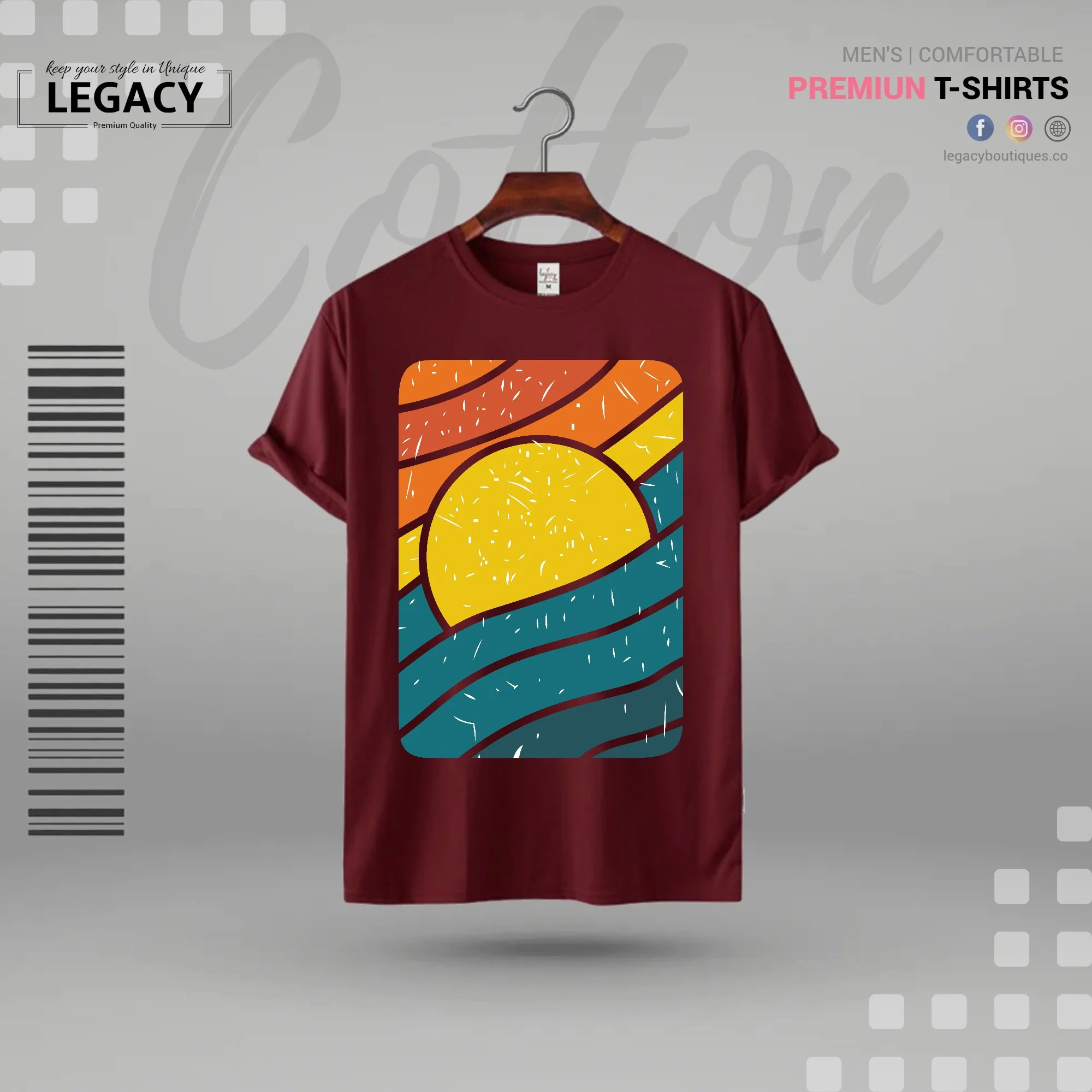 Sunset Mens Cotton T Shirt - Image 6