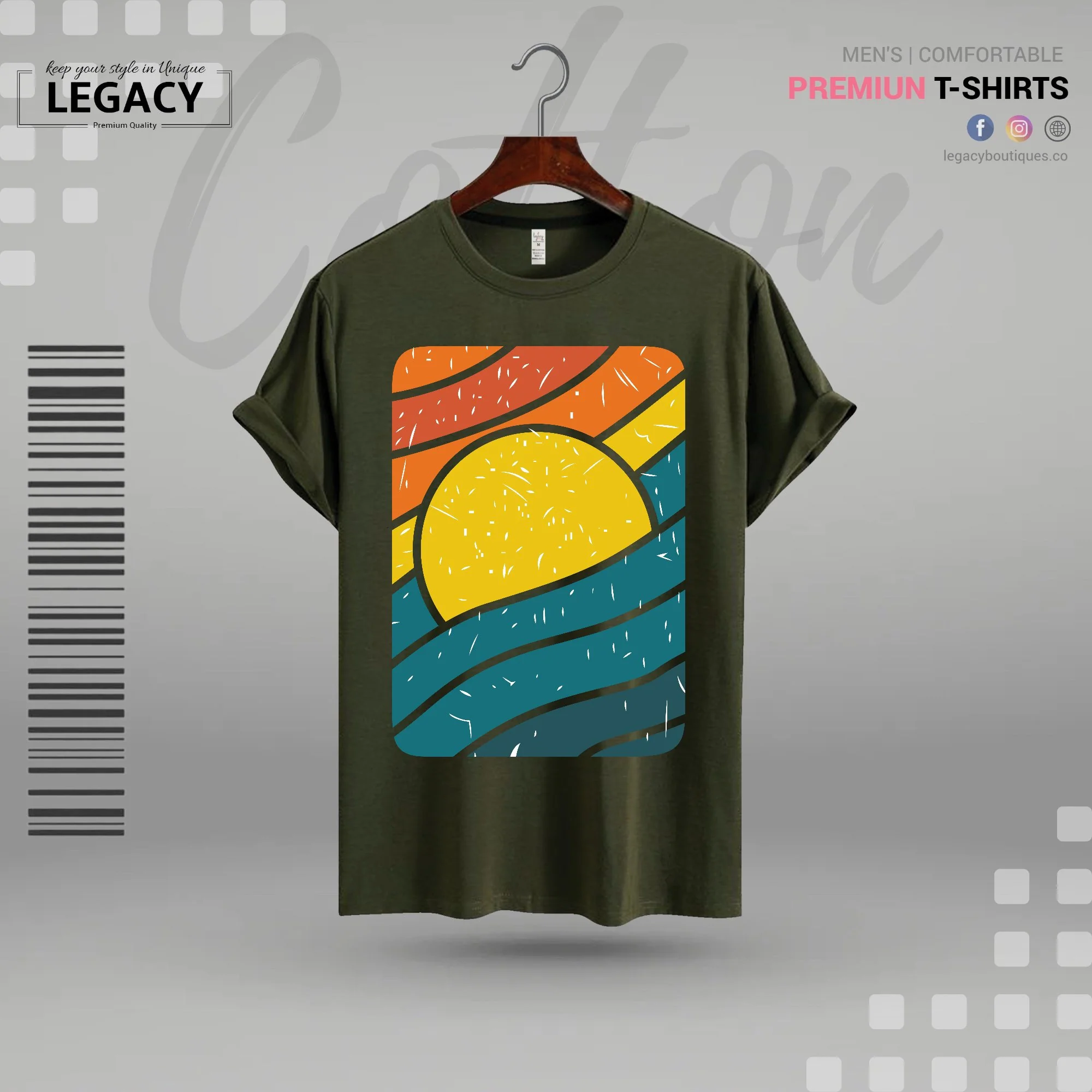 Sunset Mens Cotton T Shirt - Image 7