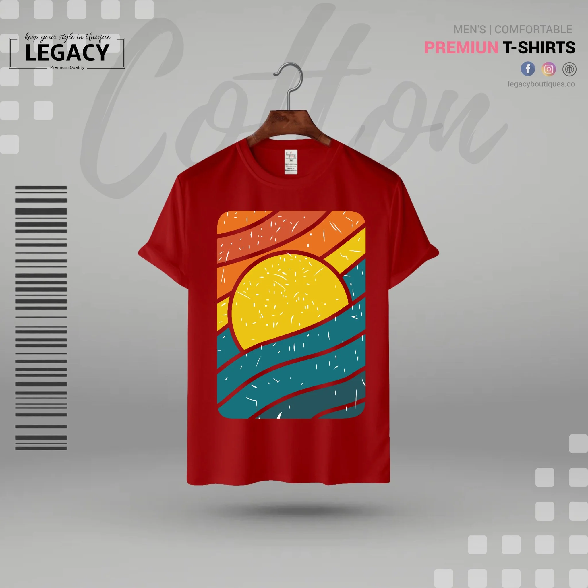 Sunset Mens Cotton T Shirt - Image 8