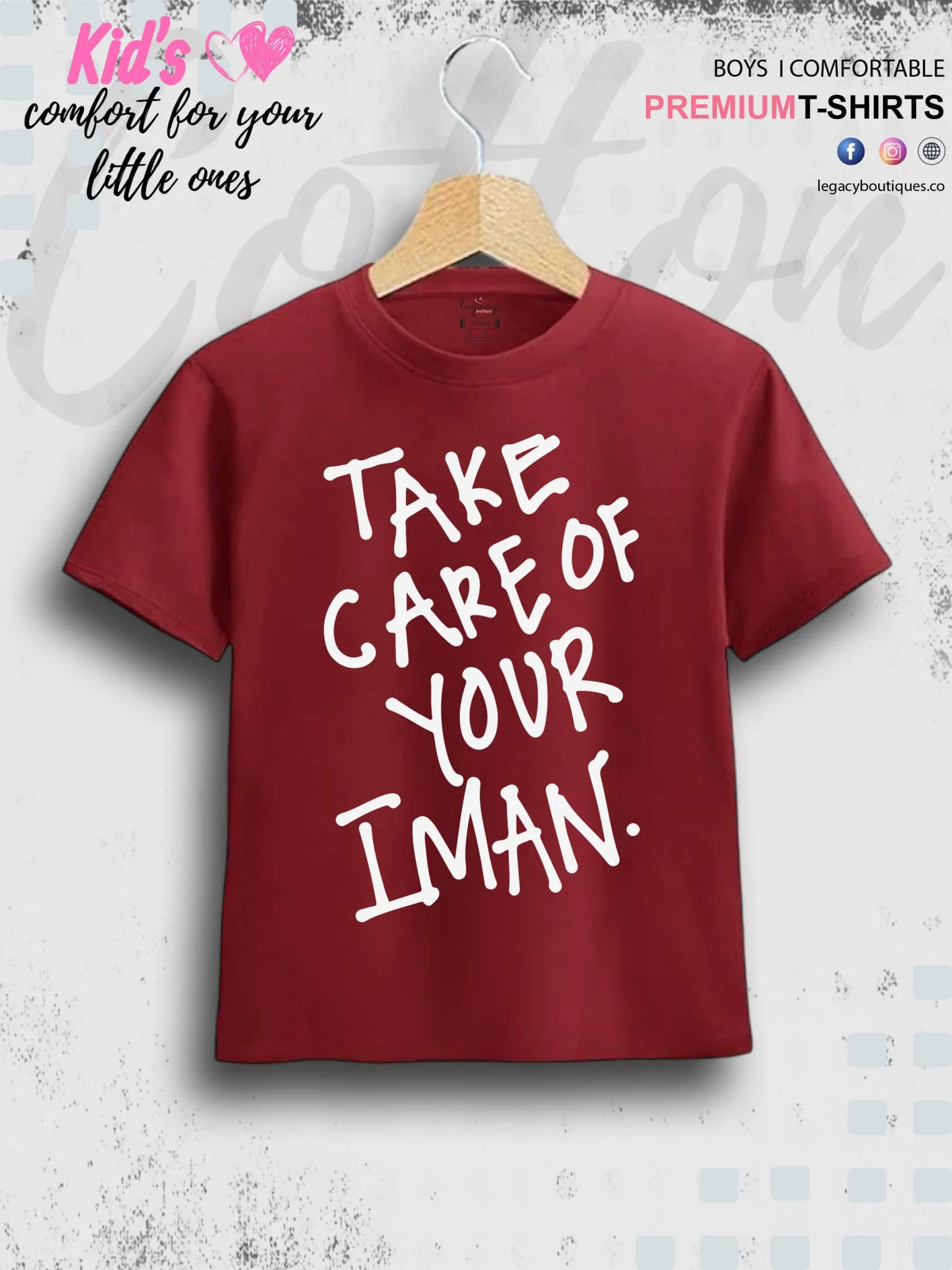 Take Care Of Your Imaan Printed Casual 1 To 11 Years Kids Babies Islamic T-Shirt In Lowest Price Only In Dhaka