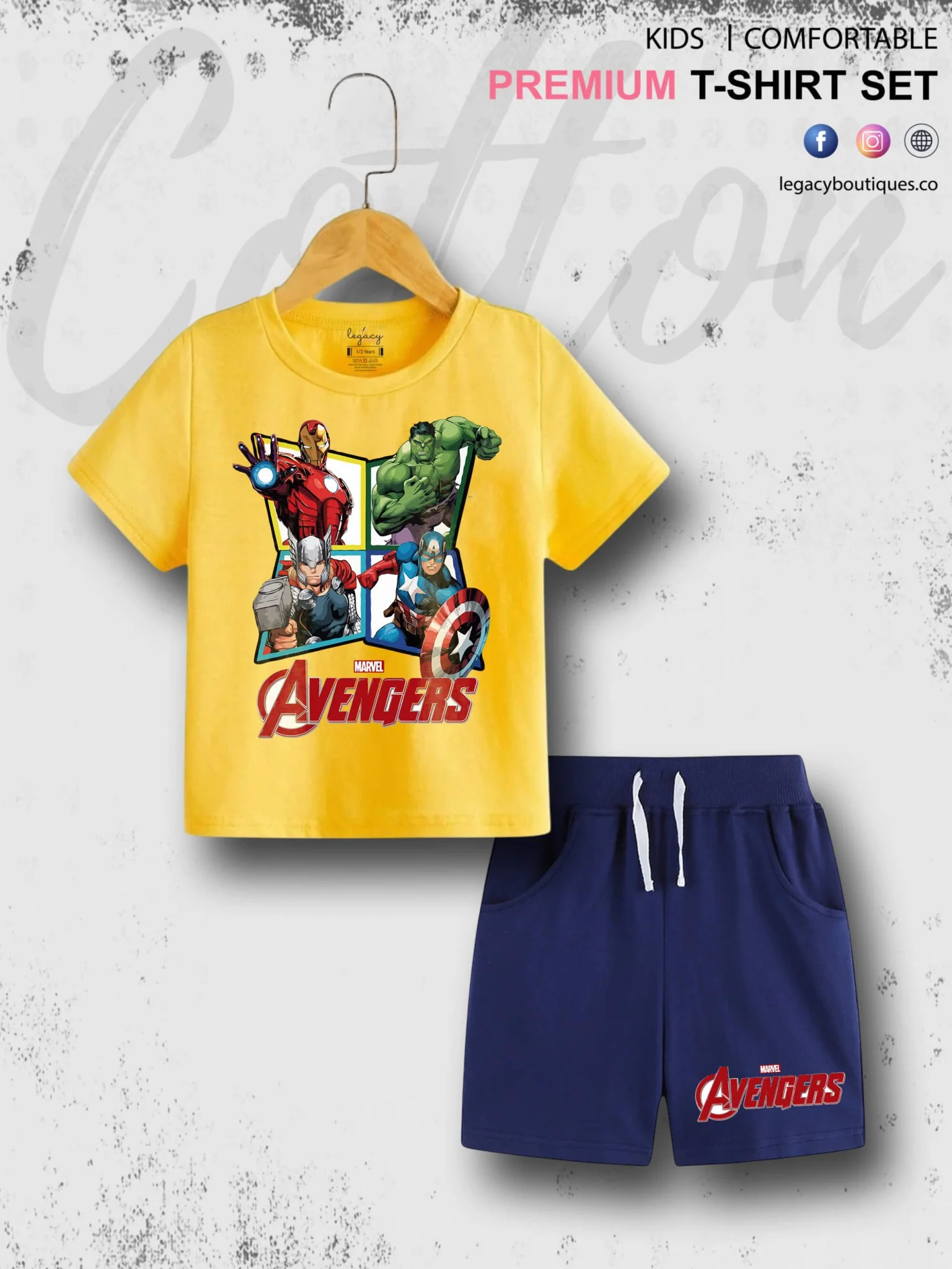 The Avengers Print 6 Month To 6 Year Kids High Quality T-shirt Set