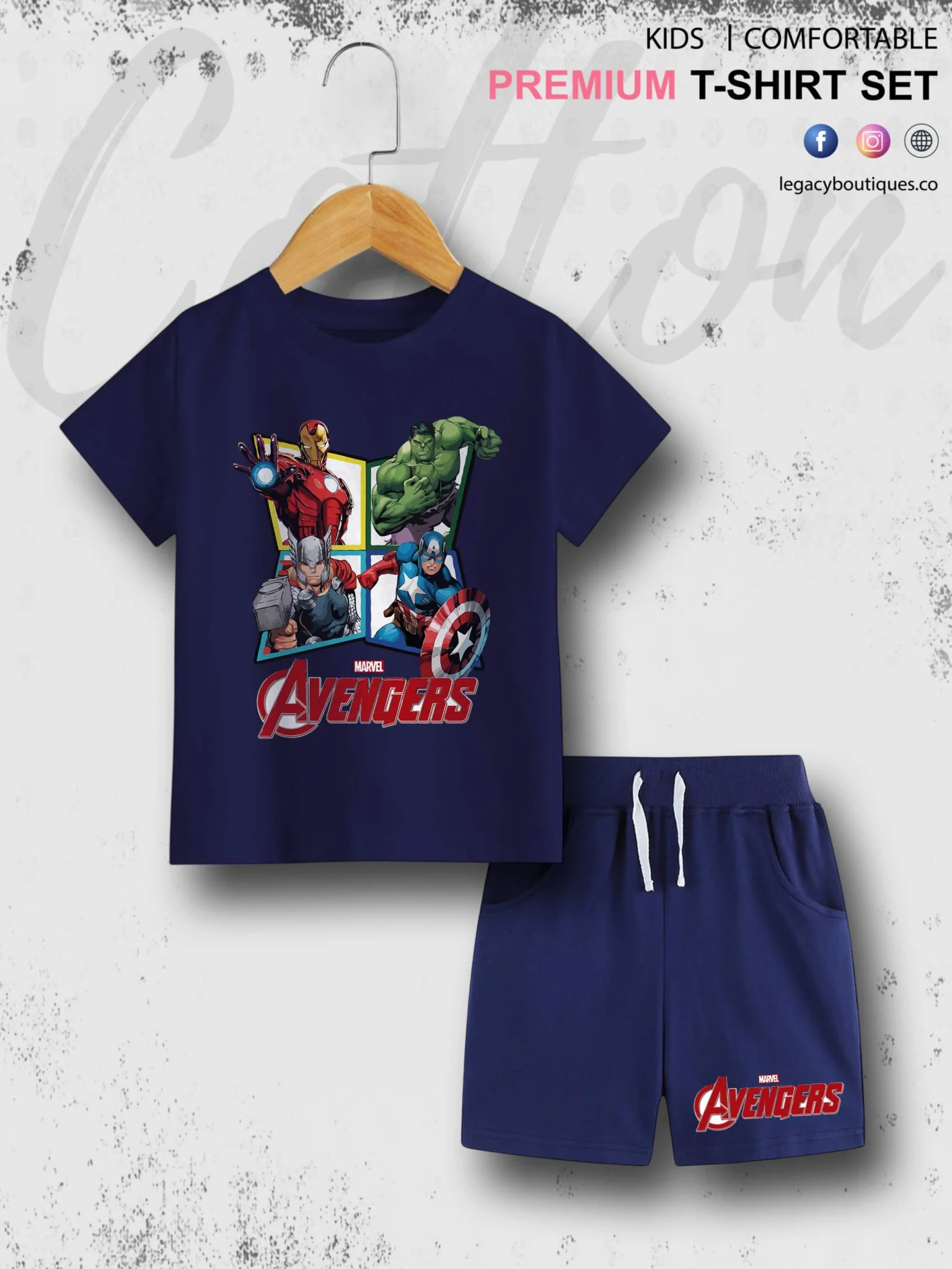 The Avengers Print 6 Month To 6 Year Kids High Quality T-shirt Set - Image 3