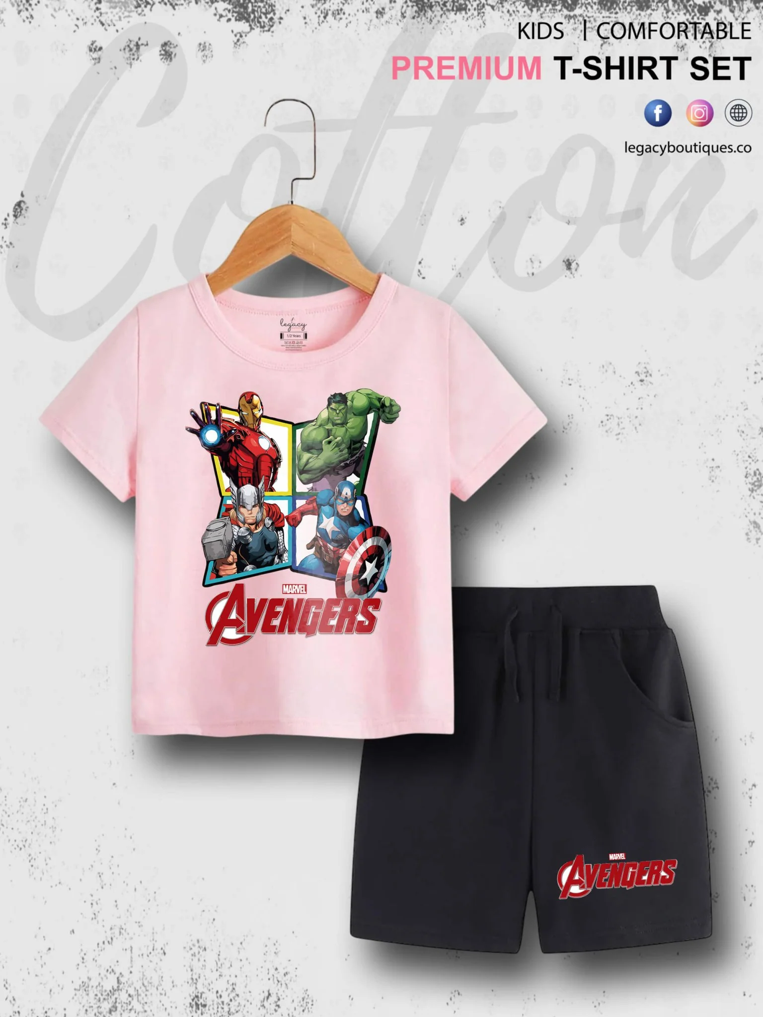The Avengers Print 6 Month To 6 Year Kids High Quality T-shirt Set - Image 4
