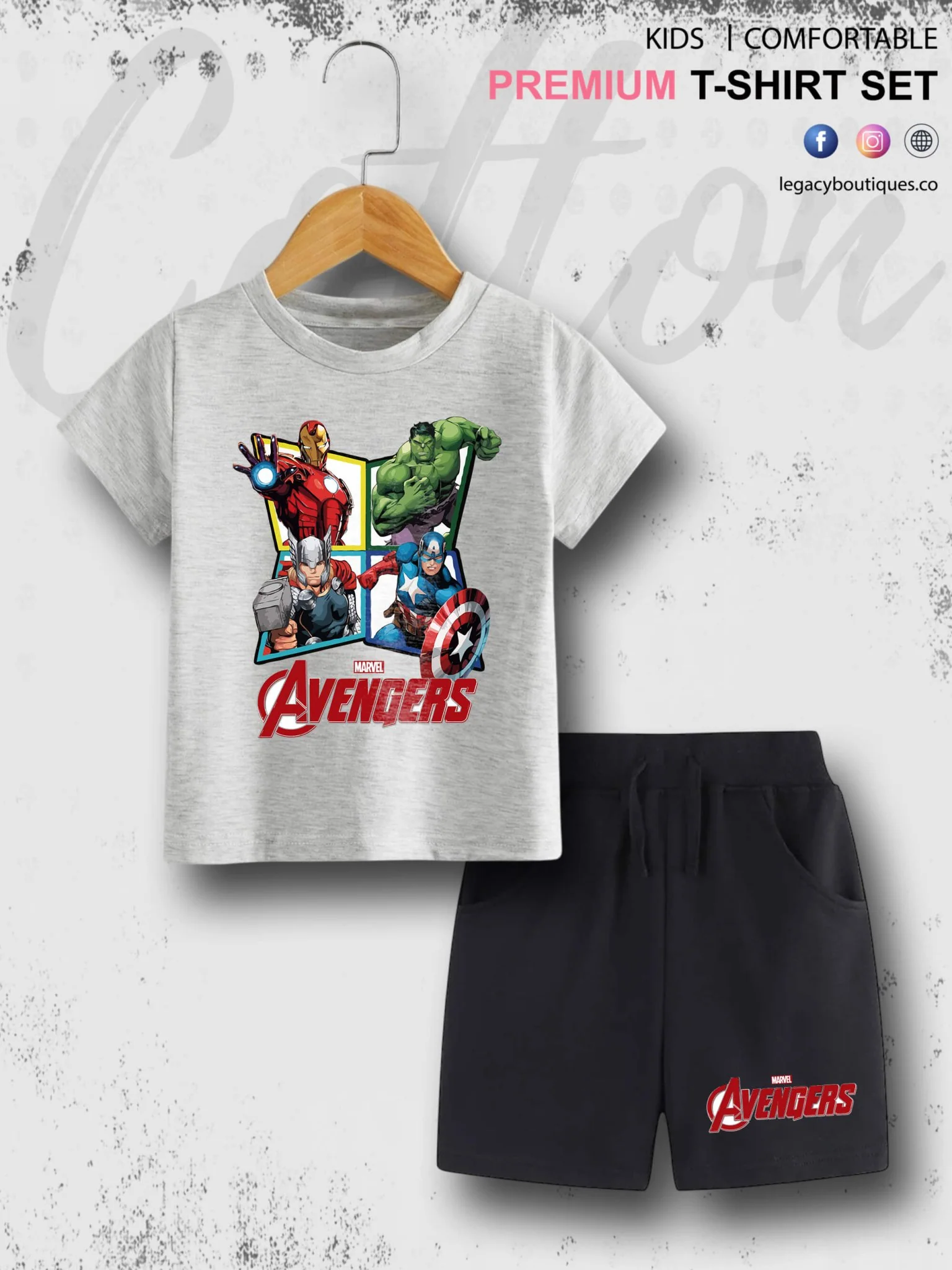 The Avengers Print 6 Month To 6 Year Kids High Quality T-shirt Set - Image 5