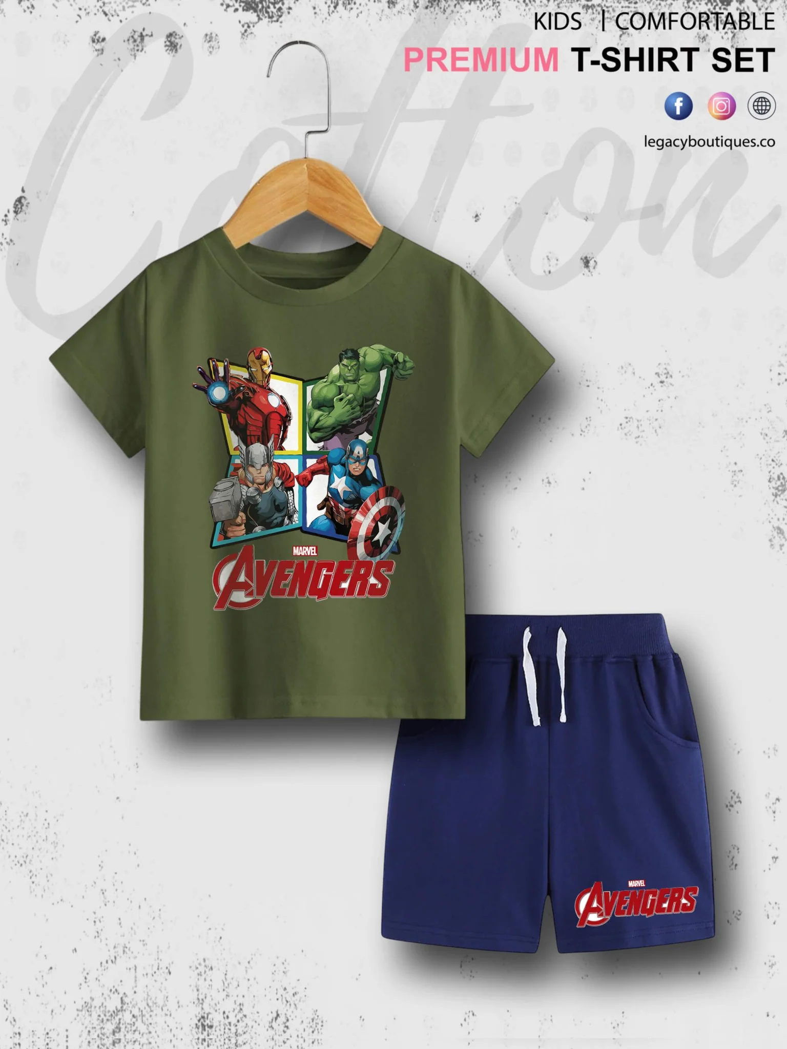The Avengers Print 6 Month To 6 Year Kids High Quality T-shirt Set - Image 7