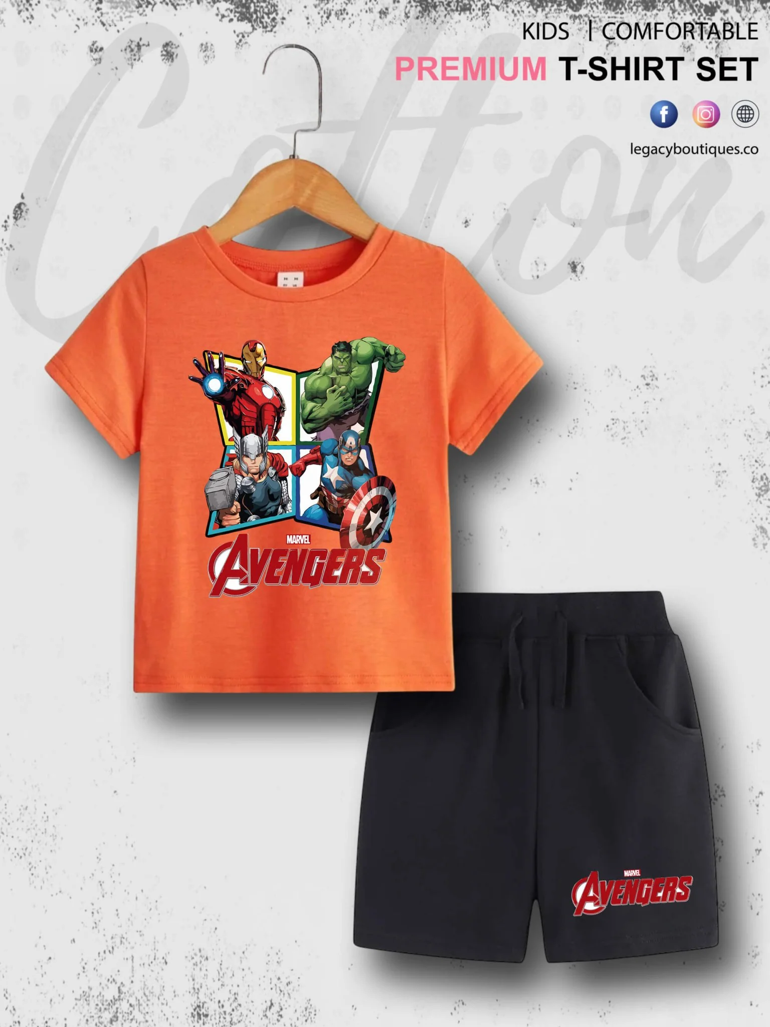 The Avengers Print 6 Month To 6 Year Kids High Quality T-shirt Set - Image 8