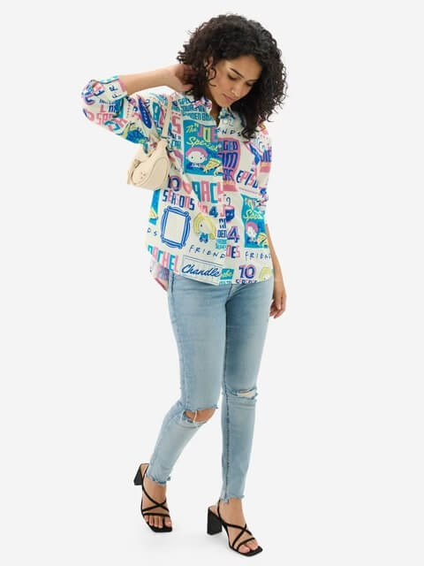 The "Friends" Ultimate Fan Collage Shirt - Oversized 90s Graphic Print Shirt