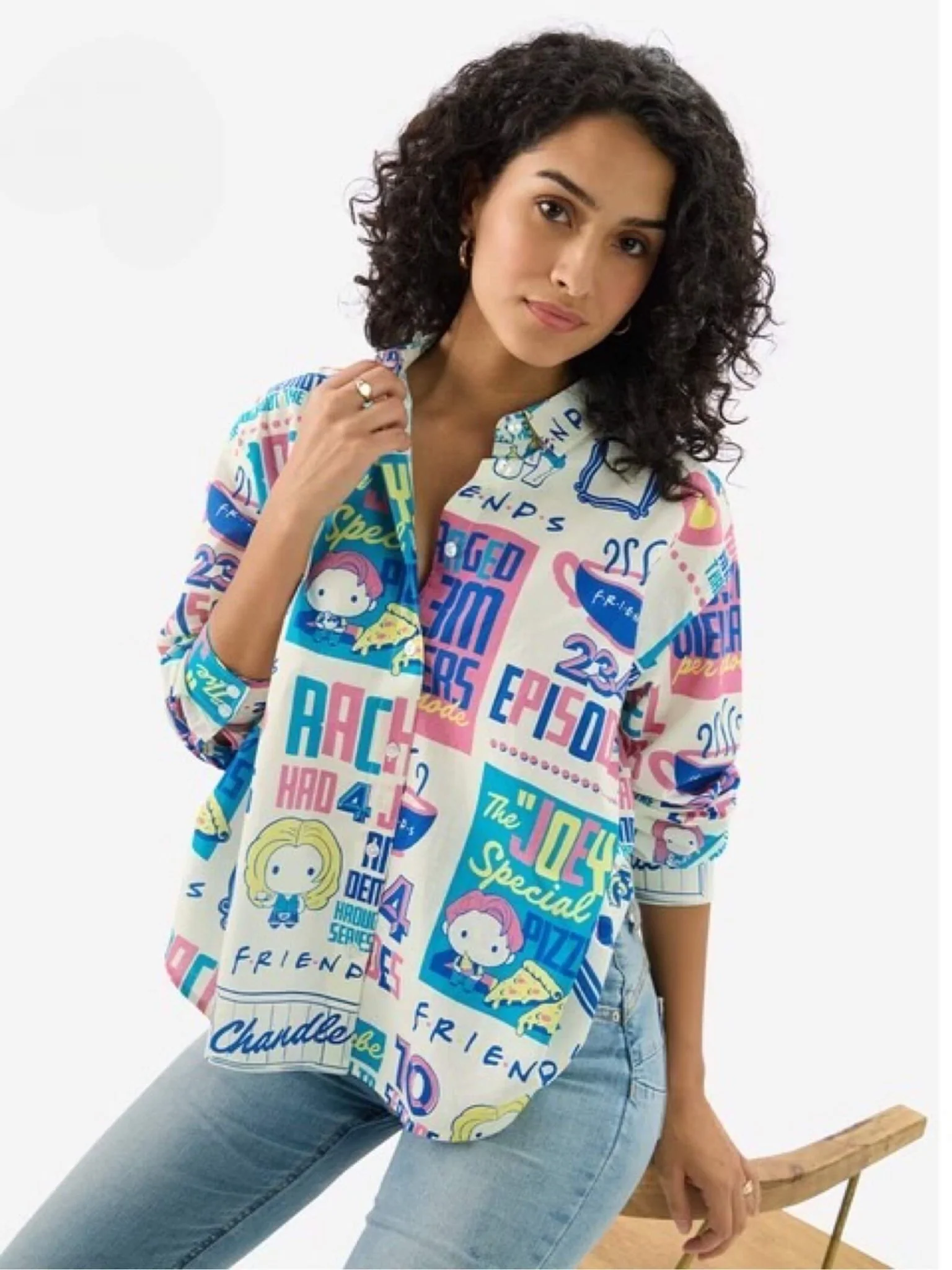 The "Friends" Ultimate Fan Collage Shirt - Oversized 90s Graphic Print Shirt - Image 2