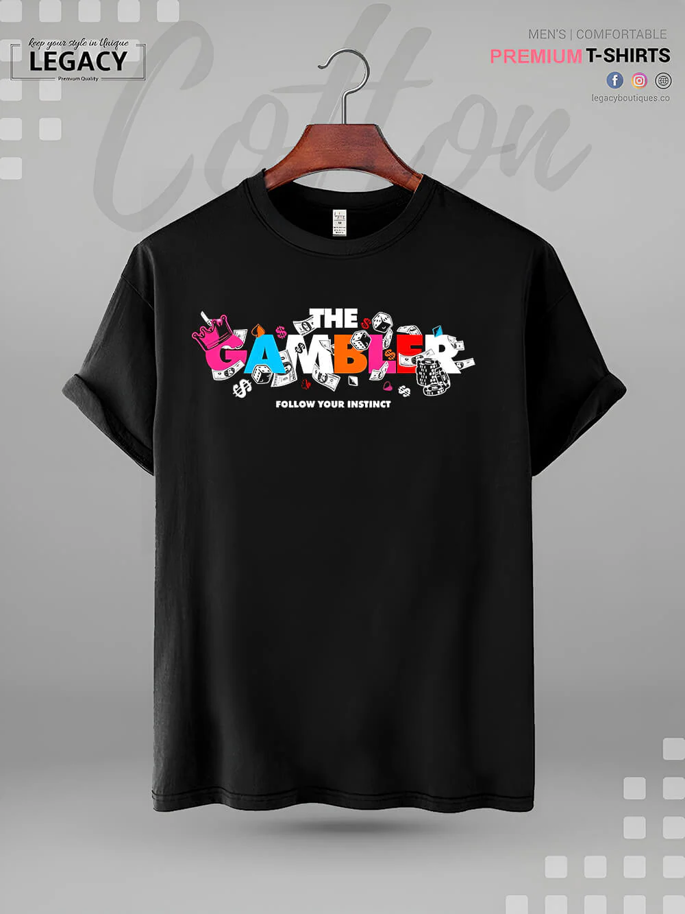 The Gambler Follow Your Instinct High Quality In Cheapest Price Men's T-Shirt - Image 2