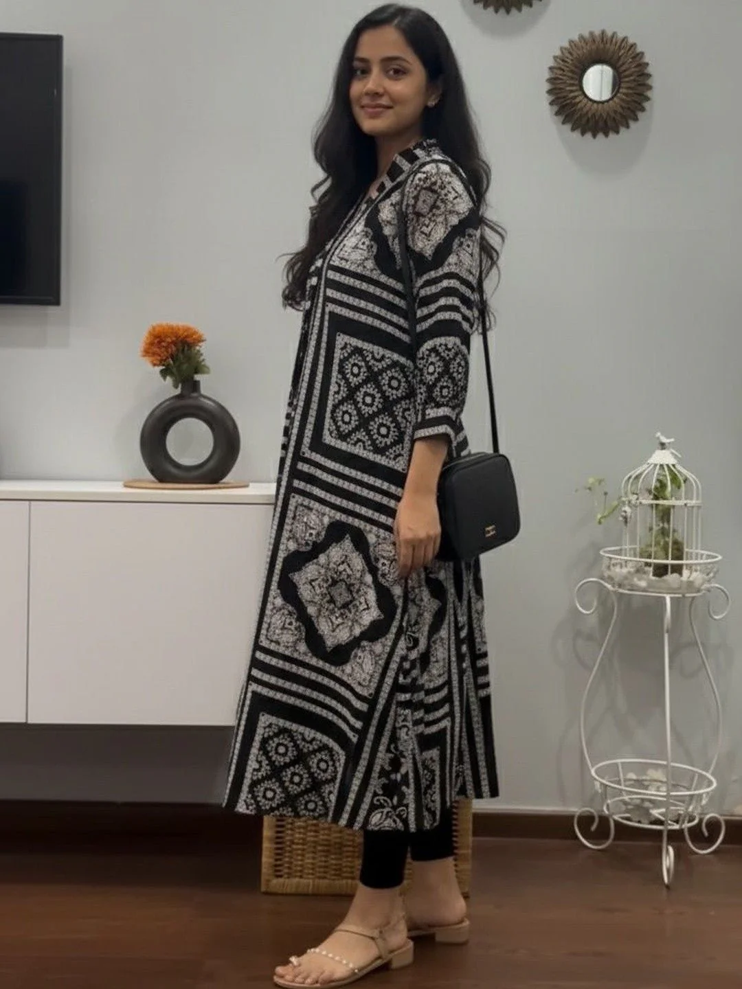 The Monochrome Kaleidoscope Dress 2 Pis Set - Image 2