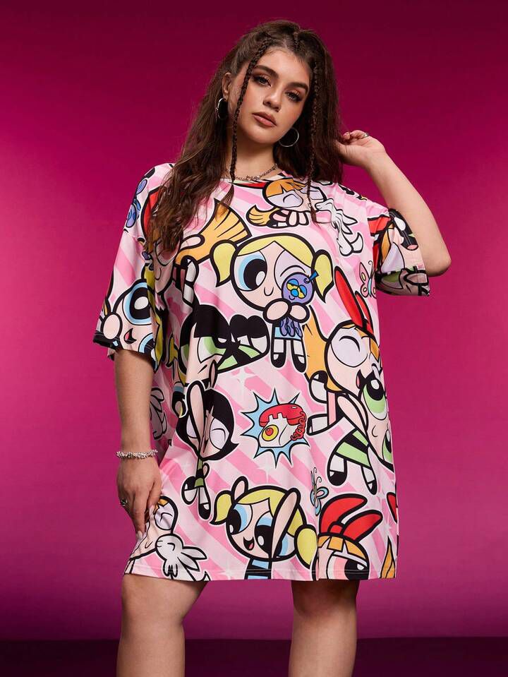 The Powerpuff Girls Printed Oversized Tshirt