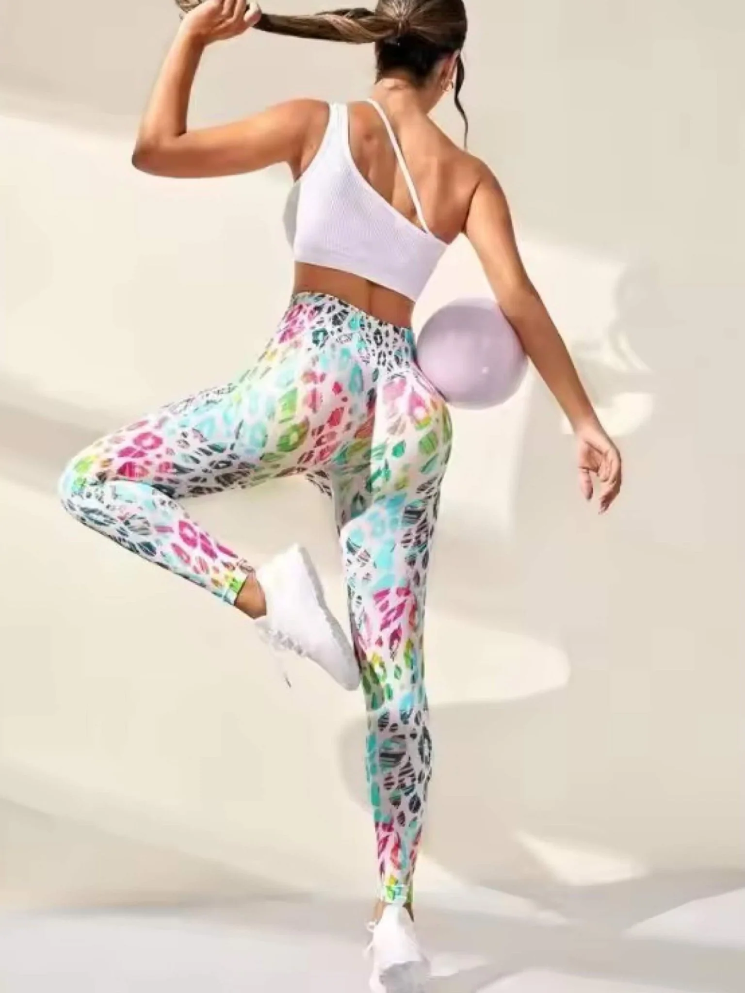 Tie Dye Leopard Print Leggings - Image 3