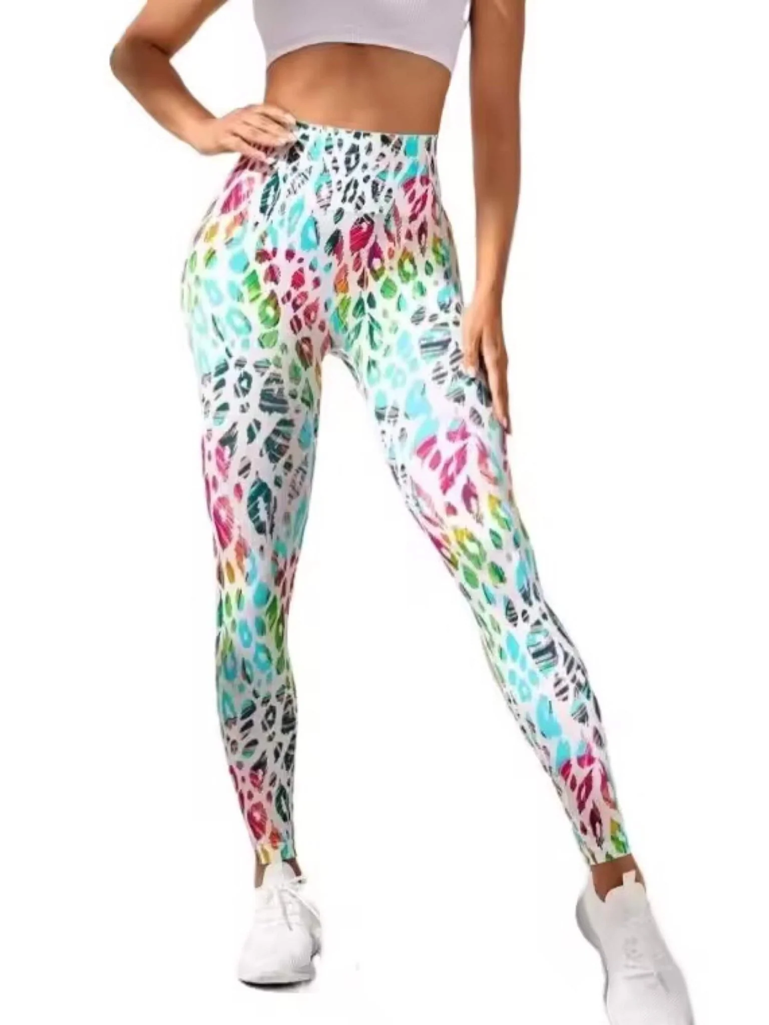 Tie Dye Leopard Print Leggings - Image 4