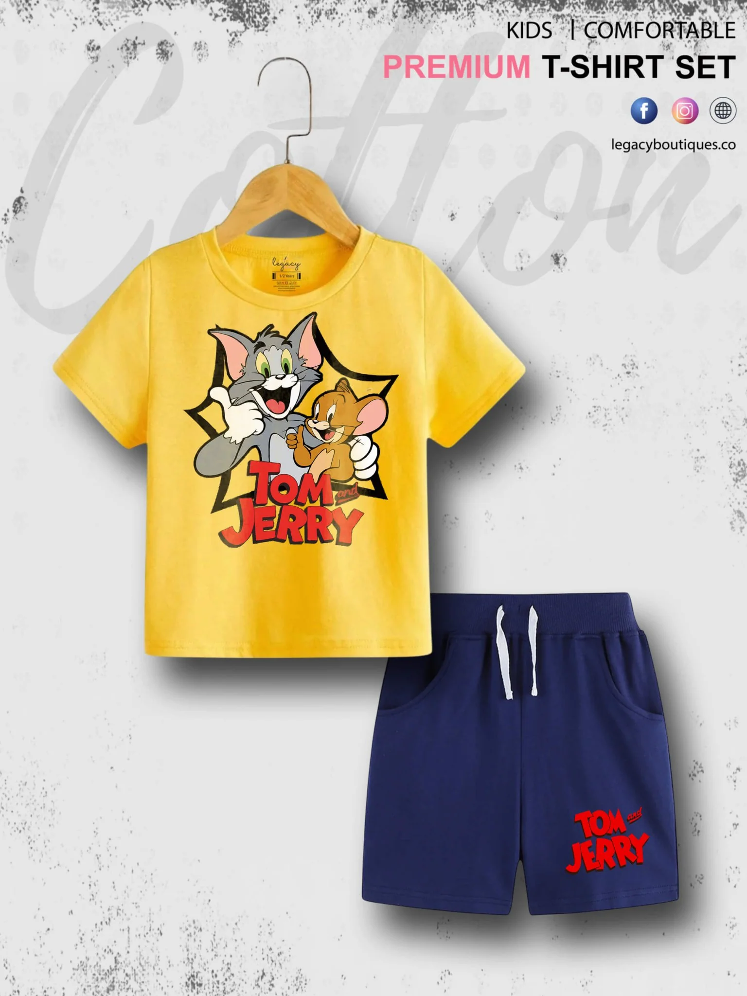 Tom And Jerry Printed 6 Month To 6 Year Baby & Kids Super Premium Quality T-shirt Set