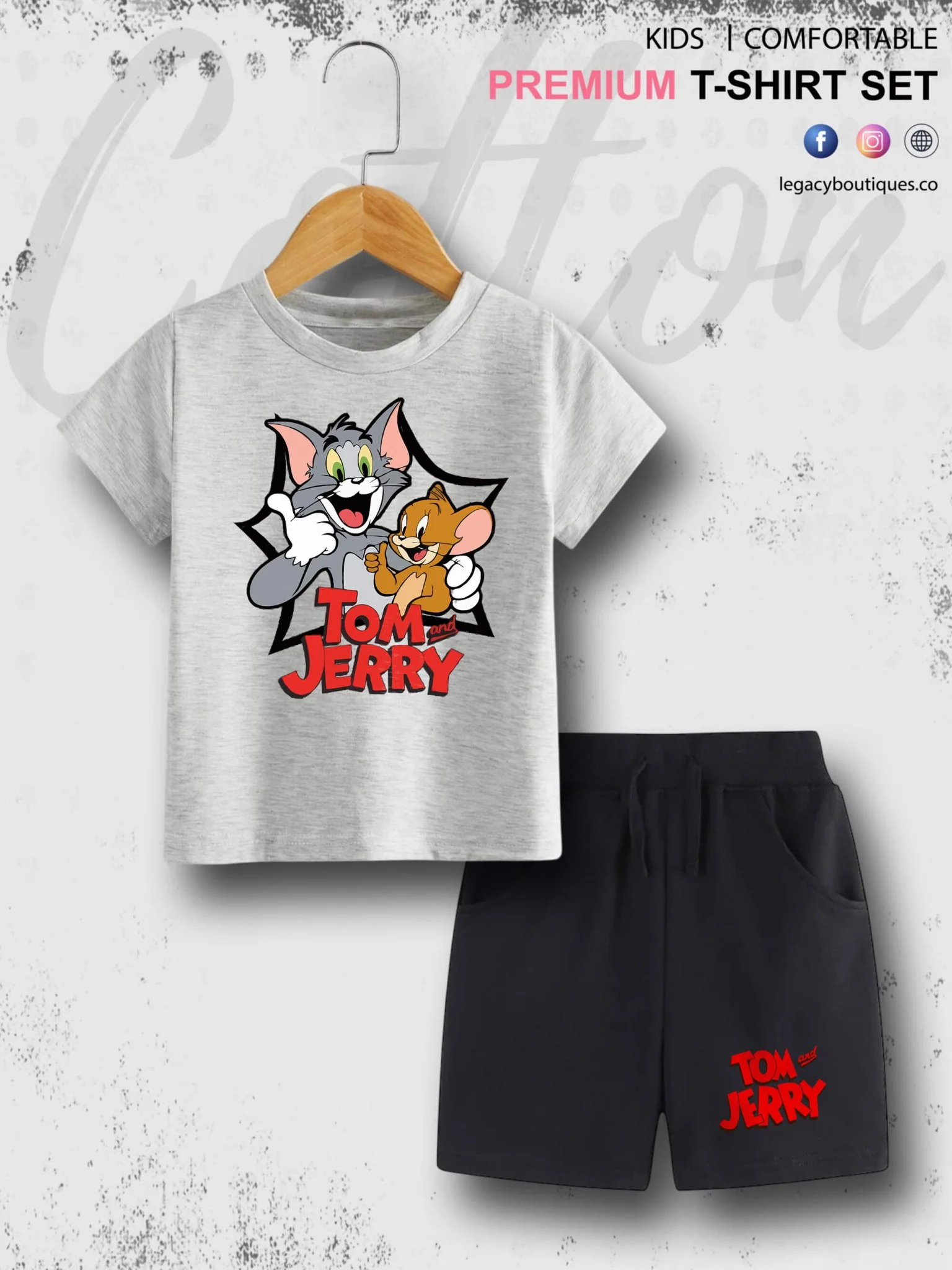 Tom And Jerry Printed 6 Month To 6 Year Baby & Kids Super Premium Quality T-shirt Set - Image 2