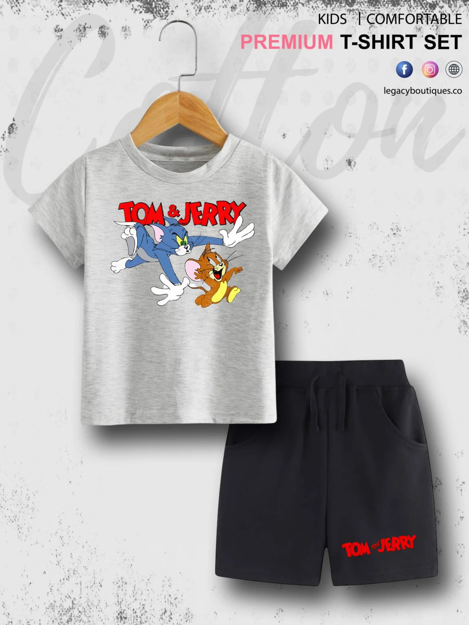 Tom & Jerry Babies Casual 6 Month To 6 Year Summer Time Babies T-shirt Set