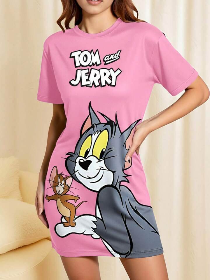 Tom & Jerry Graphic Printed Oversized Tee