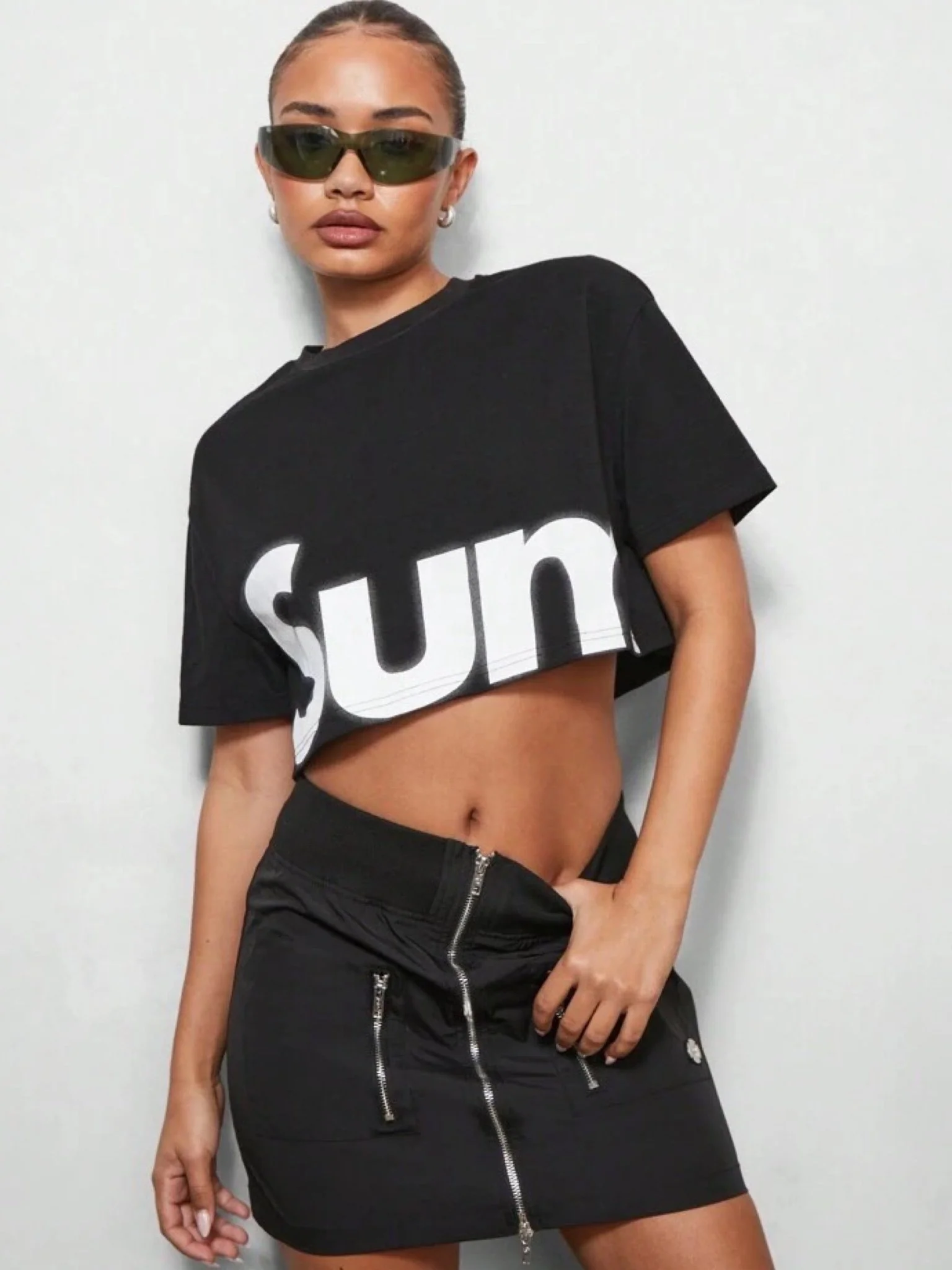 Trendy crop top Sun printed - Image 2