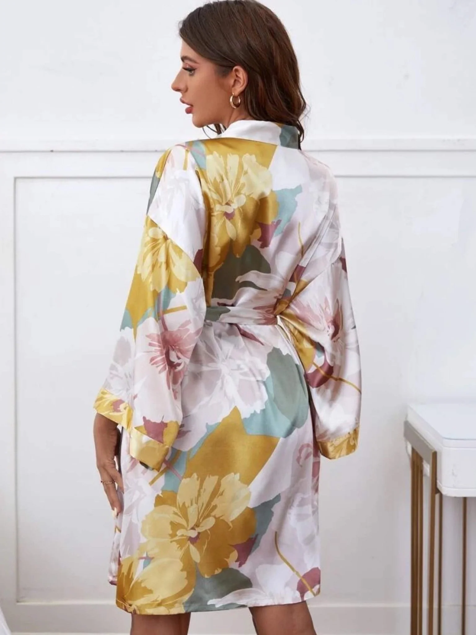 Tropical Floral Printed Kimono Robe - Image 2