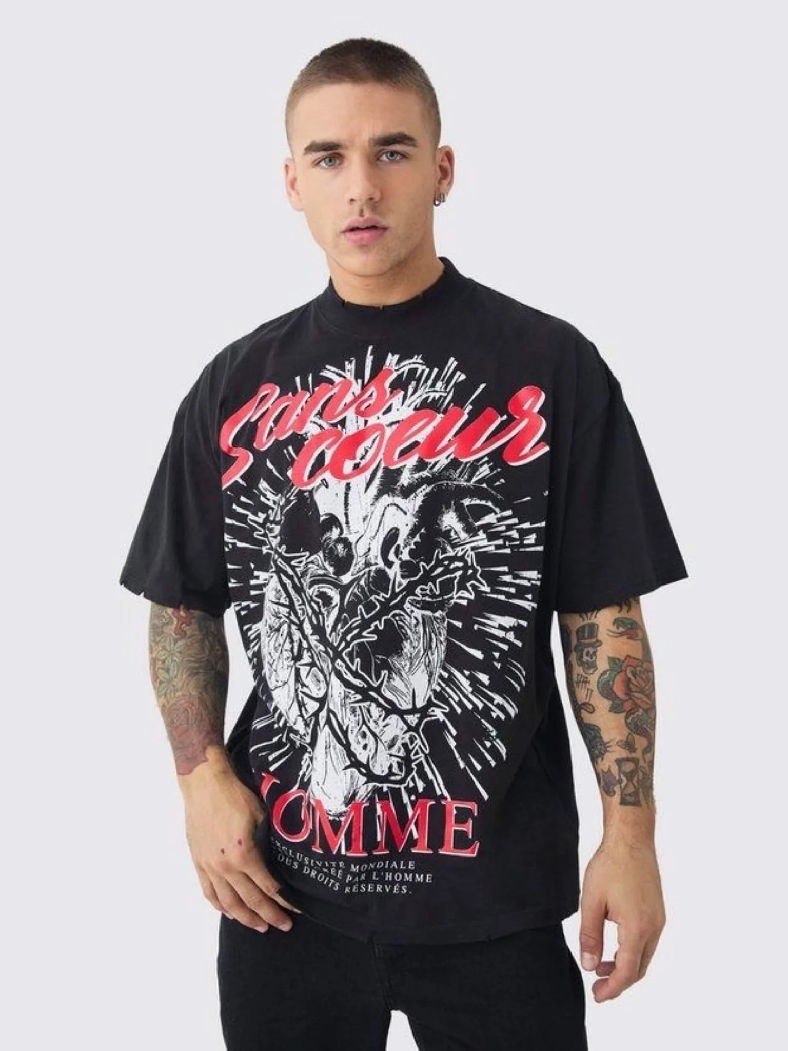 Vintage Comic Printed Metal Oversized Mens T-Shirt Only In BD