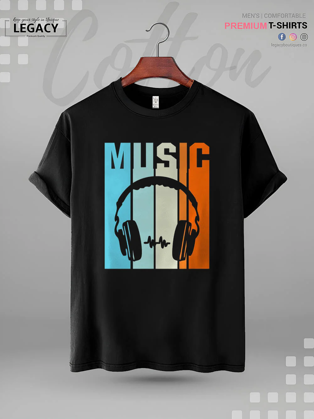 Vintage Headphones Great Quality Mens Tshirt In Lowest Price In Dhaka - Image 2