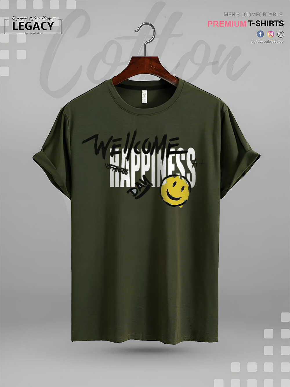 Welcome Happiness Day Smiley Face Print Good Quality Mens XXXL Tshirt In Lowest Price Only In BD - Image 4