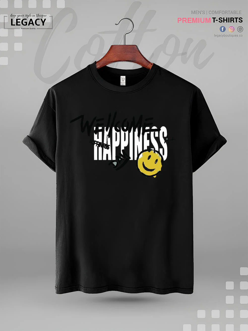 Welcome Happiness Day Smiley Face Print Good Quality Mens XXXL Tshirt In Lowest Price Only In BD - Image 5