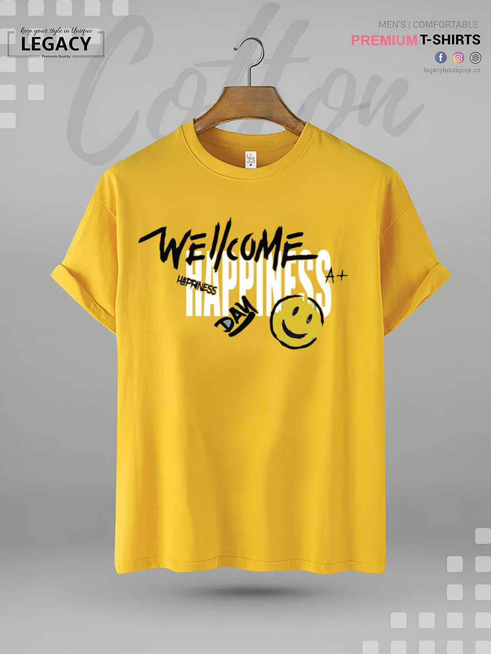 Welcome Happiness Day Smiley Face Print Good Quality Mens XXXL Tshirt In Lowest Price Only In BD - Image 6