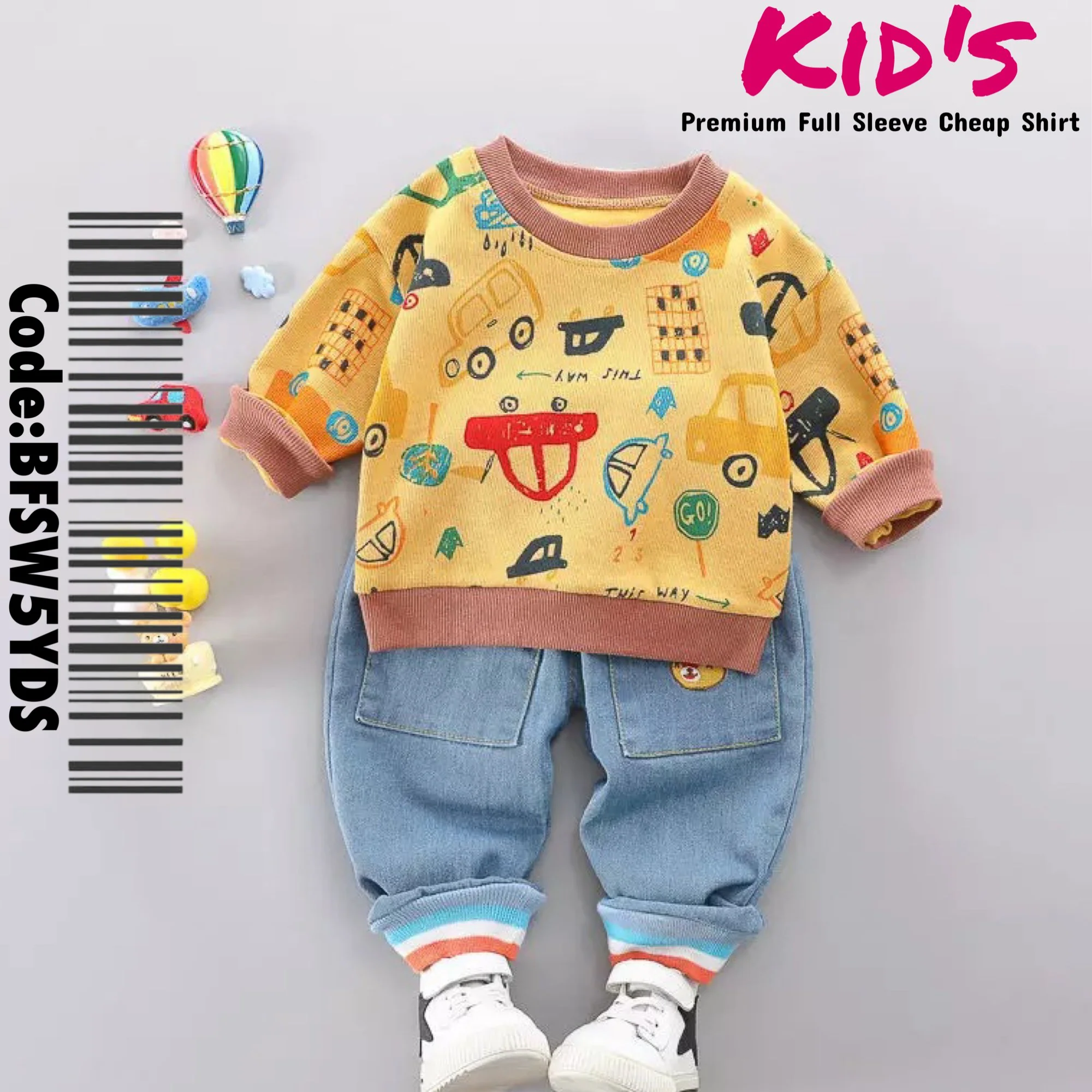 Winter Tracksuits For Kids Children Boys And Girls Full Sleeve Suit Denim Pant Two Pieces Sets