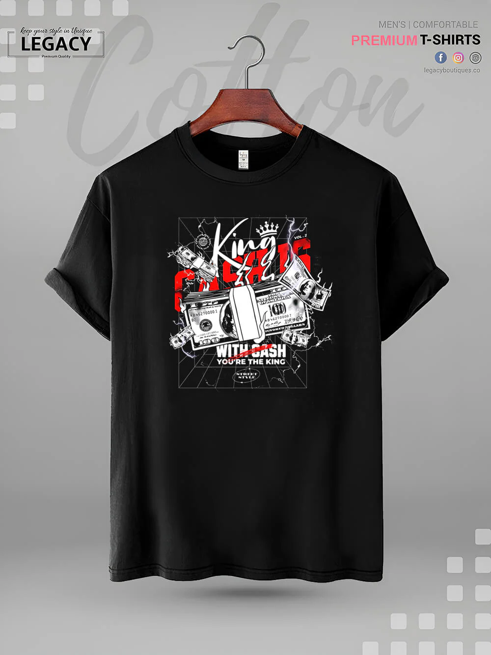 With Cash You Are The King High Quality In Cheapest Price Men's T-Shirt