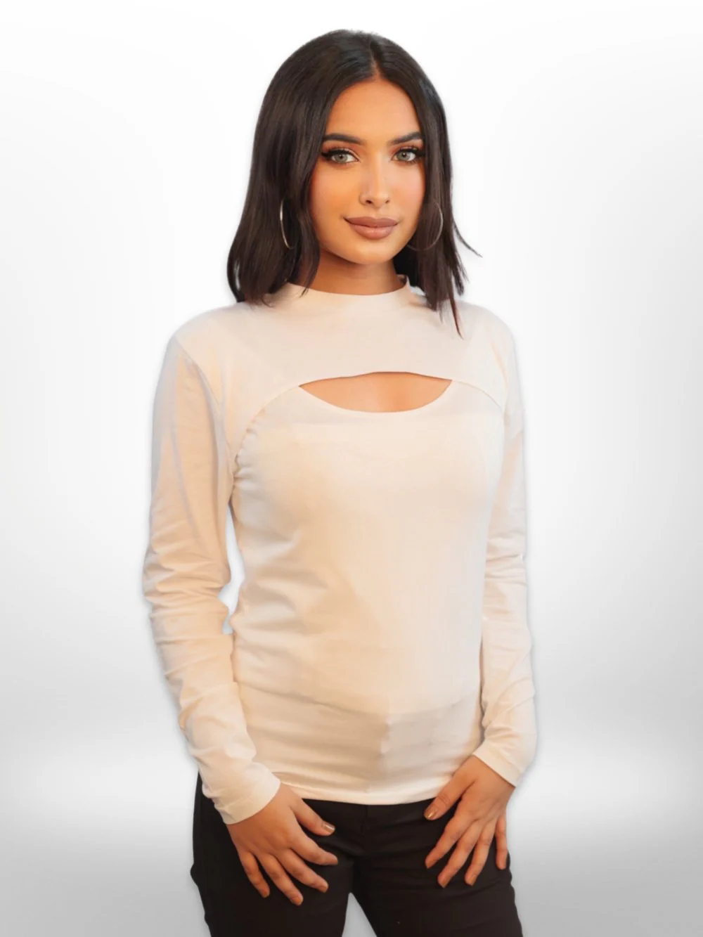 Women Front Cut Out Tops Full Sleeve - Image 10