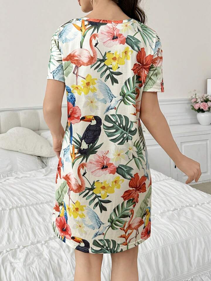 Women Neon Daisy Heart Print Dress - Image 3