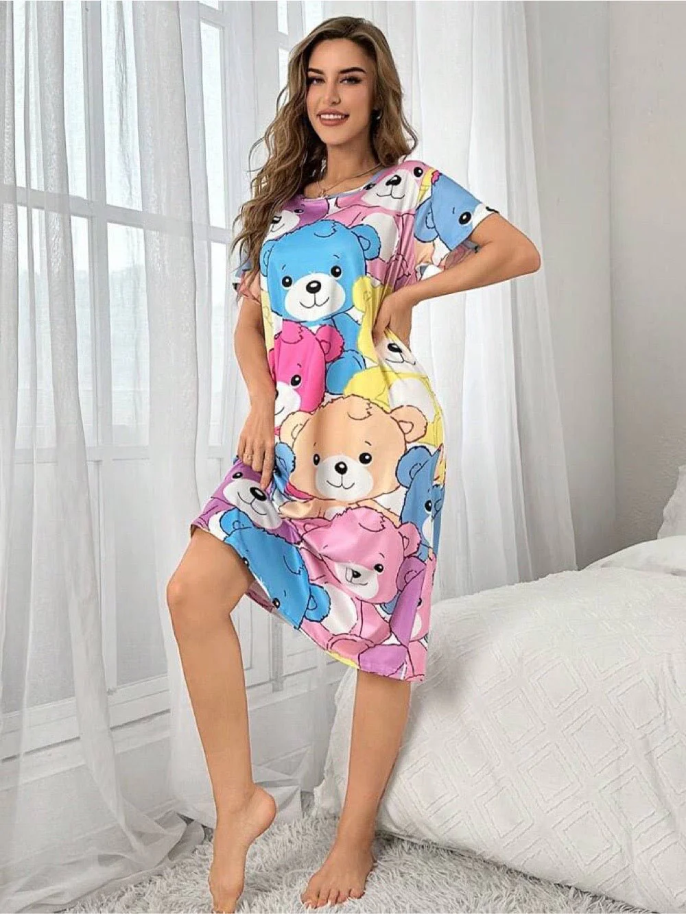Women Oversized T-shirt Teddy Bear Digital Printed Dress | Legacy Boutiques Dhaka