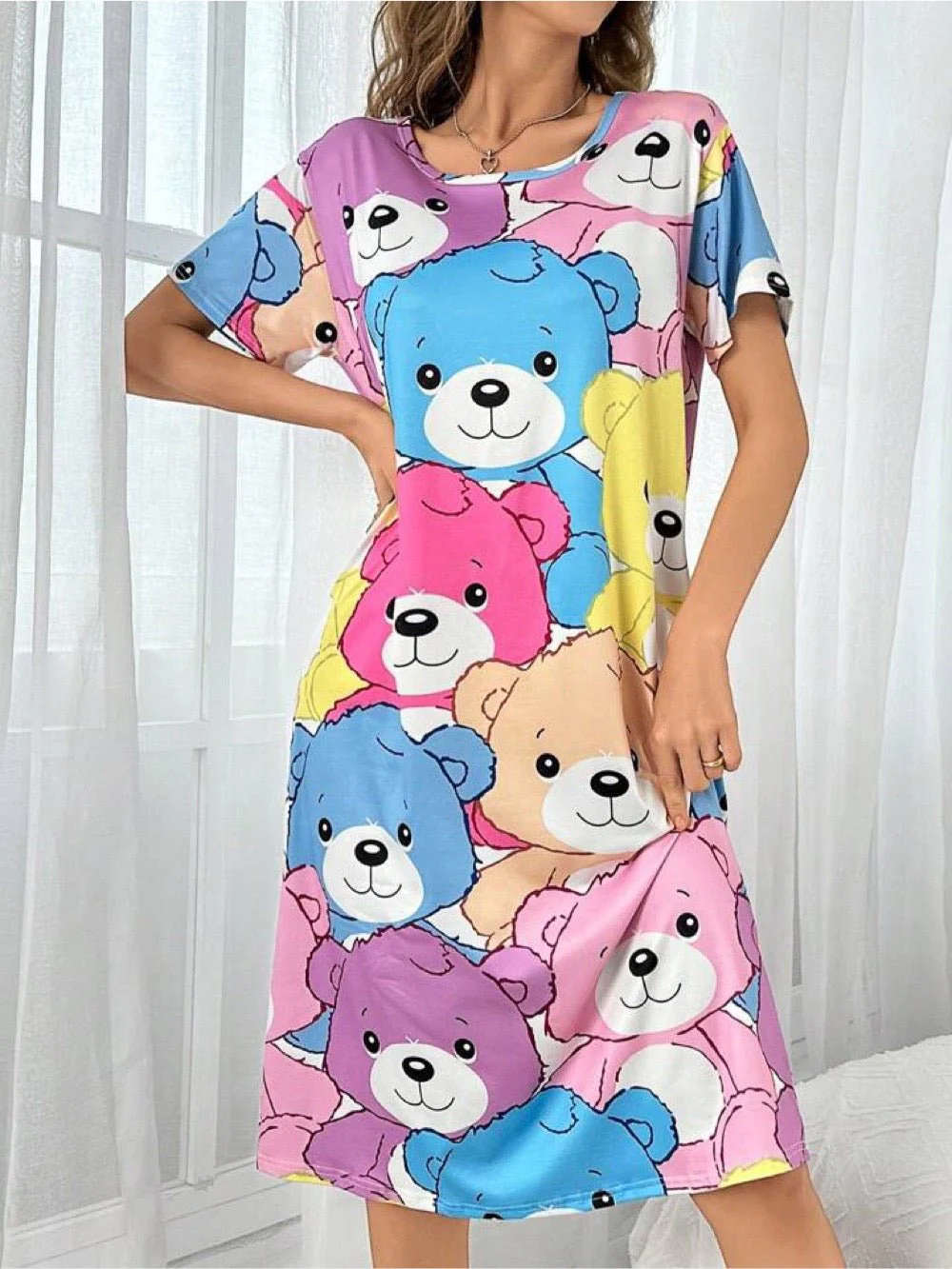 Women Oversized T-shirt Teddy Bear Digital Printed Dress | Legacy Boutiques Dhaka - Image 3