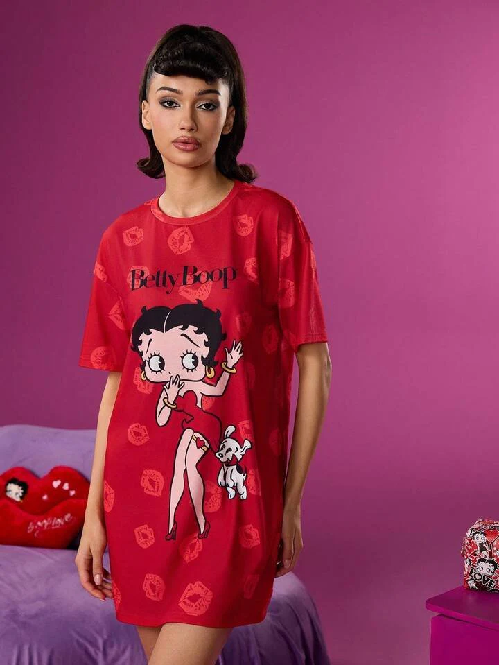 Women’s All-Over Print T-Shirt Dress Loungewear