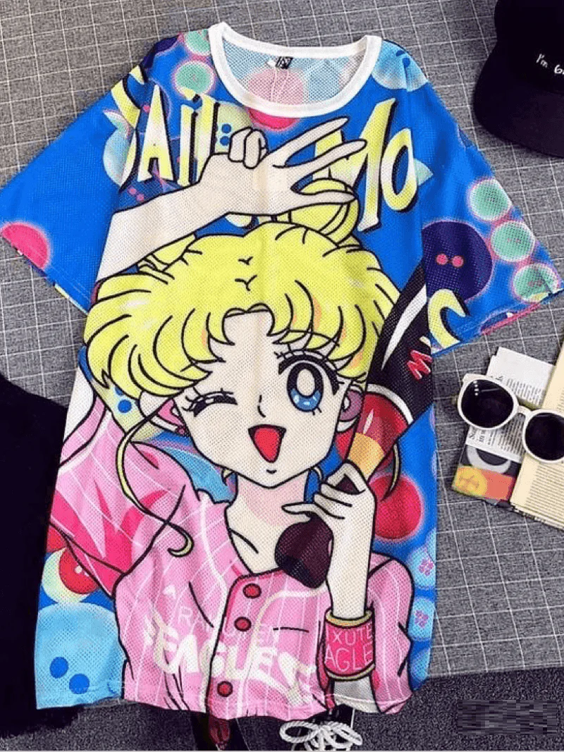 Women’s All-Over Print T-Shirt Dress Neon Sketch Heart - Image 4
