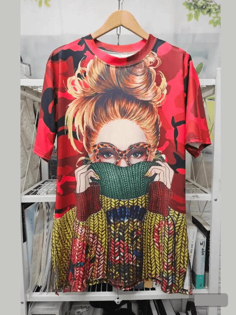 Women’s All-Over Print T-Shirt Dress Urban Chic Camo - Image 2