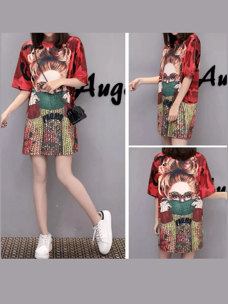Women’s All-Over Print T-Shirt Dress Urban Chic Camo - Image 3