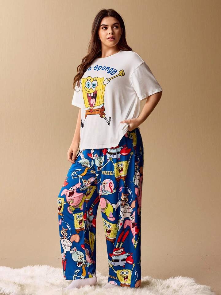 Women’s Graphic Spongy Pajama Set Two-Piece