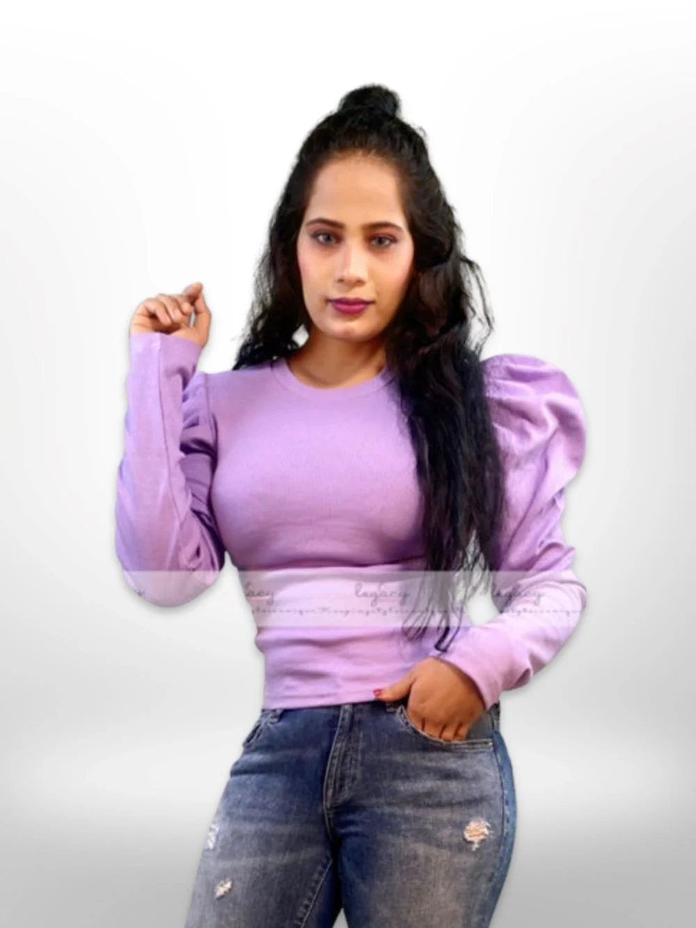 Women’s Regular Fit Round Neck Full Sleeve Flappy Top - Image 3