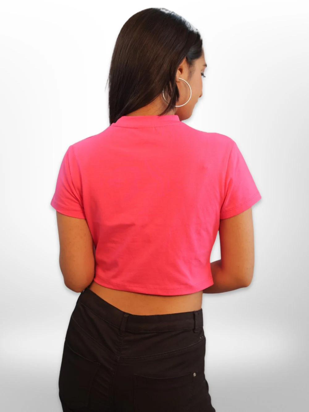 Womens Front Cut Out Half Sleeve Crop Tops - Image 7