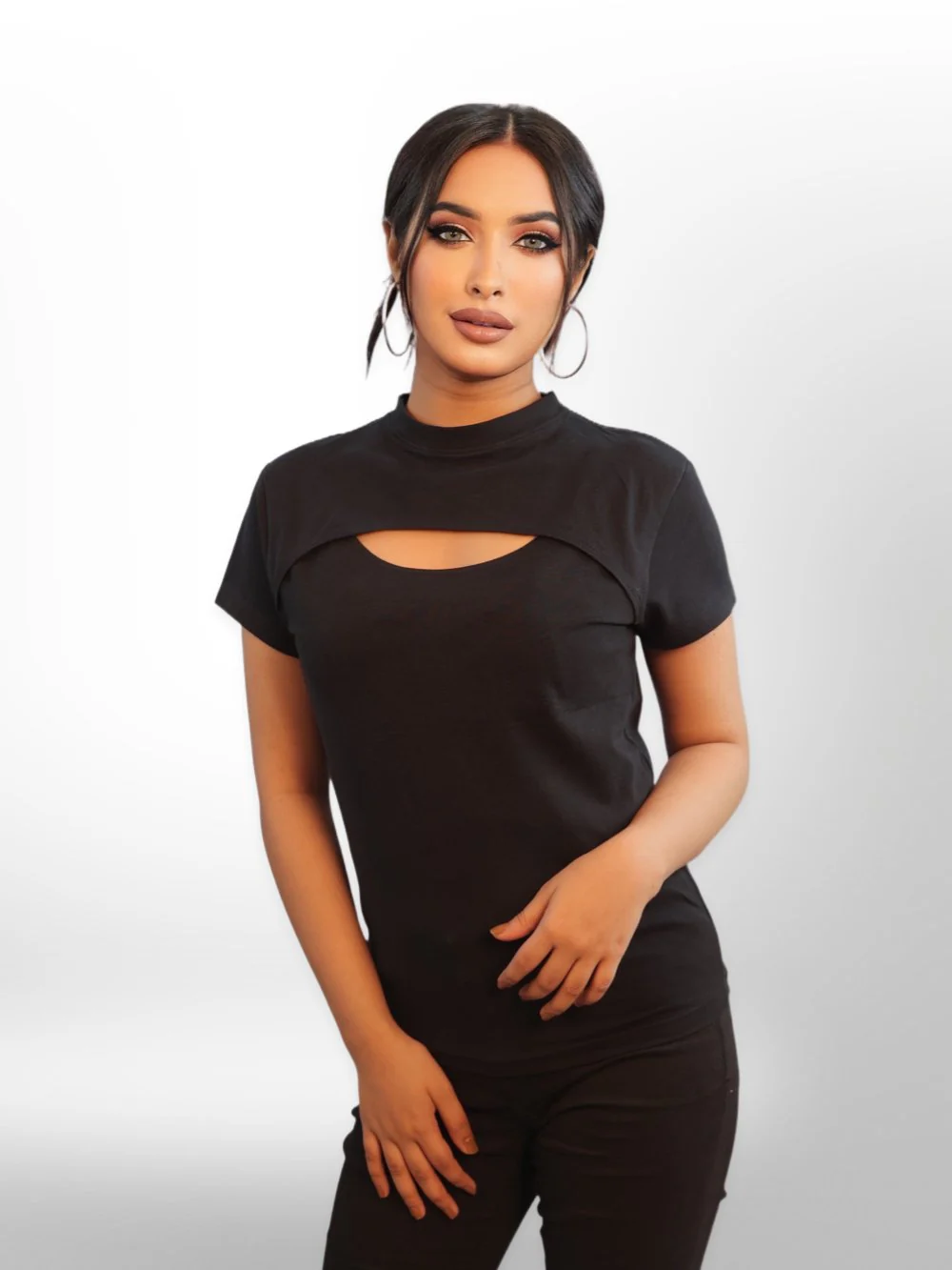 Womens Front Cut Out Half Sleeve Tops - Image 7