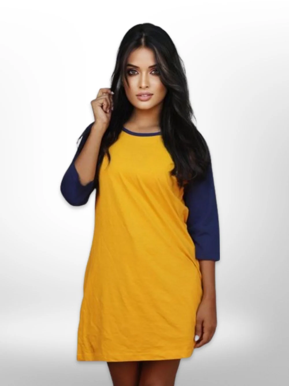 Women's Long Raglan Sleeve Side Pocket Solid T-Shirt - Image 3