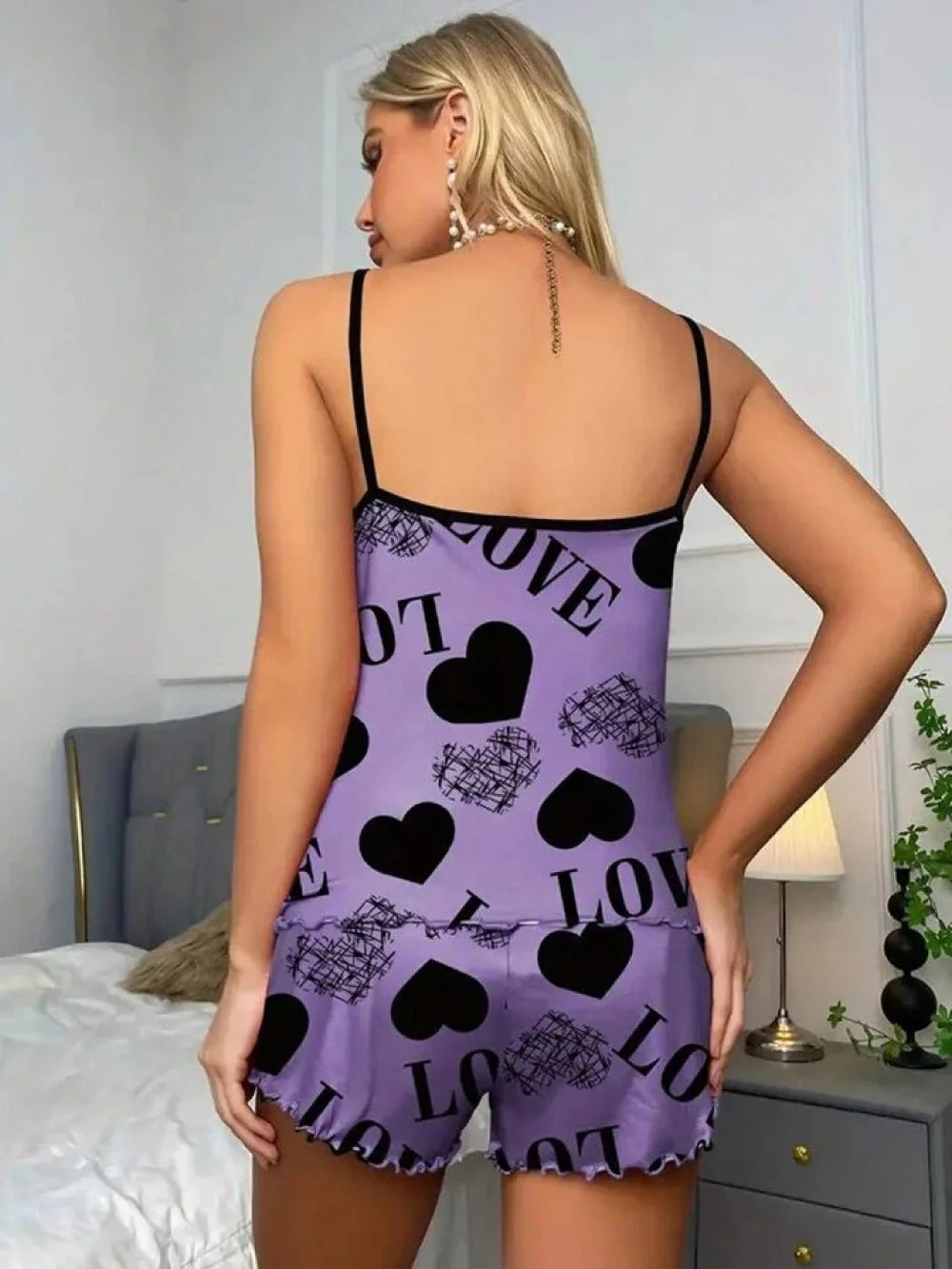 Women's Love and Heart Print Sleepwear Pajamas Set Top and Pant | Legacy Boutiques Dhaka - Image 2